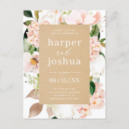 Kraft & Blush Spring Floral Wedding Uitnodiging Briefkaart