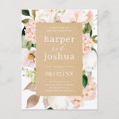 Kraft & Blush Spring Floral Wedding Uitnodiging Briefkaart (Voorkant)