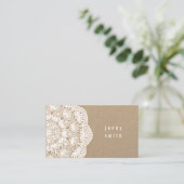Kraft Board & Lace Doily Mode Visitekaartjes (Staand voorkant)