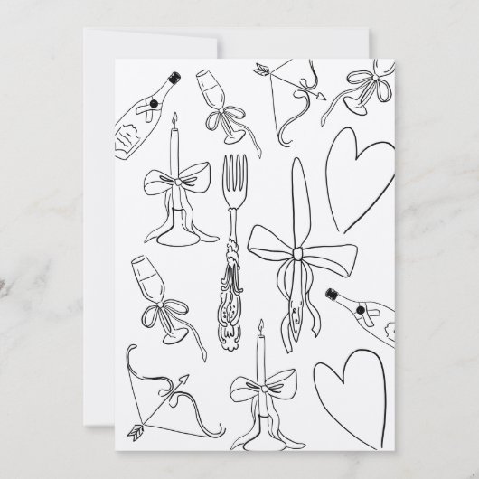 Kraft Boho Black Doodle Retro Repetitie Diner Kaart (Achterkant)