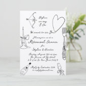 Kraft Boho Black Doodle Retro Repetitie Diner Kaart (Staand voorkant)