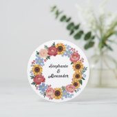 Kraft Boho Floral krans bruiloft Kaart (Staand voorkant)