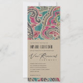 KRAFT BOHO IKAT TRIBAL PATTERN PINK VOW RENEWEL KAART (Voorkant)