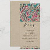 KRAFT BOHO TRIBAL IKAT PATTERN PINK BABY SHOWER KAART (Voorkant / Achterkant)