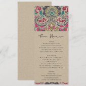 KRAFT BOHO TRIBAL IKAT PINK BLAUWGROEN WEDDING MEN MENU (Voorkant / Achterkant)