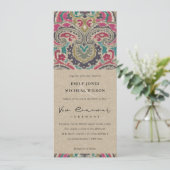 KRAFT BOHO TRIBAL IKAT PINK VOW RENEWAL INVITATION KAART (Staand voorkant)