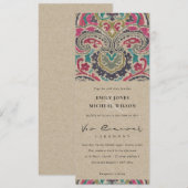 KRAFT BOHO TRIBAL IKAT PINK VOW RENEWAL INVITATION KAART (Voorkant / Achterkant)