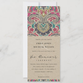KRAFT BOHO TRIBAL IKAT PINK VOW RENEWAL INVITATION KAART