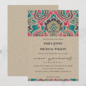 KRAFT BOHO TRIBAL IKAT PINK VOW RENEWAL INVITE BEDANKKAART (Voorkant / Achterkant)