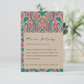 KRAFT BOHO TRIBAL IKAT ROZE TEAL TROUW DETAILS E INFORMATIEKAARTJE (Staand voorkant)