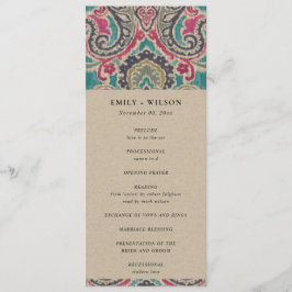 KRAFT BOHO TRIBAL IKATFL WEDDING CEREMONY PROGRAMM MENU