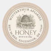 Kraft Bordered Honey Jar Label ( Skep) (Voorkant)