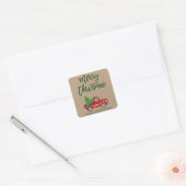 Kraft Borstel Script Truck Kerstmis Envelope Seal Vierkante Sticker (Envelop)