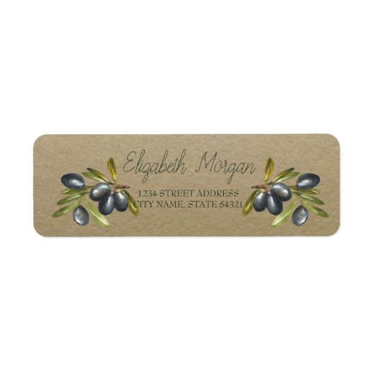 Kraft Botanical Olive Branches Etiket (Voorkant)