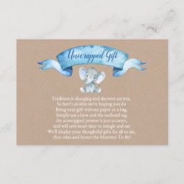 Kraft Boy Rustic Elephant Unwrapted Gift Insert Informatiekaartje