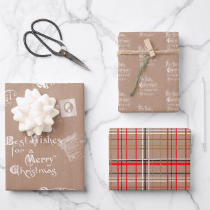 Kraft  Briefkaarten, Berichten en Plaid Inpakpapier Vel