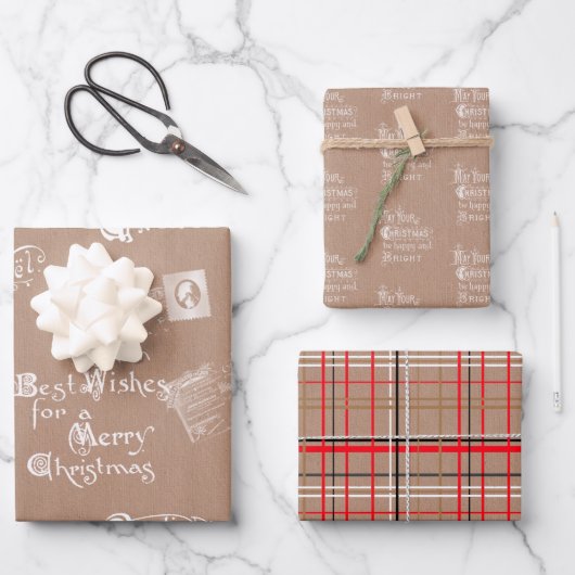 Kraft  Briefkaarten, Berichten en Plaid Inpakpapier Vel (Voorkant)