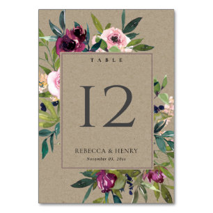 KRAFT BRIGHT BLUSH BURGUNDY FLORAL BUNCH WEDING KAART