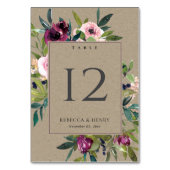 KRAFT BRIGHT BLUSH BURGUNDY FLORAL BUNCH WEDING KAART (Achterkant)