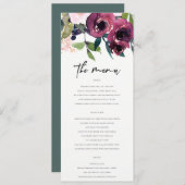 KRAFT BRIGHT BLUSH BURGUNDY FLORAL BUNCH WEDING MENU (Voorkant / Achterkant)