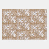 Kraft Brown and White Snowflakes Elegant Inpakpapier Vel (Voorkant 2)