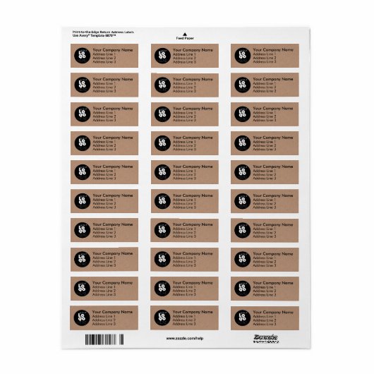 Kraft Brown Business Logo Return Address Labels (Full Sheet)