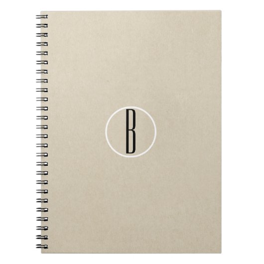 Kraft Brown Chic Monogram Letter Initiaal Rustic Notitieboek (Voorkant)