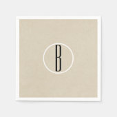 Kraft Brown Chic Monogram Letter Initiaal Rustic Servetten (Voorkant)