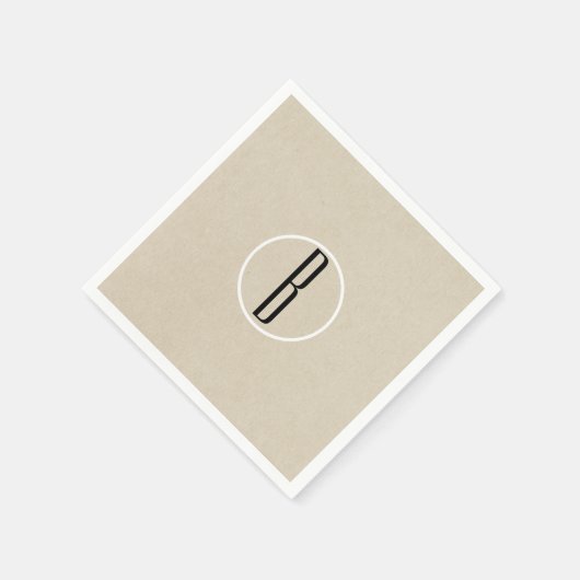 Kraft Brown Chic Monogram Letter Initiaal Rustic Servetten (Hoek)