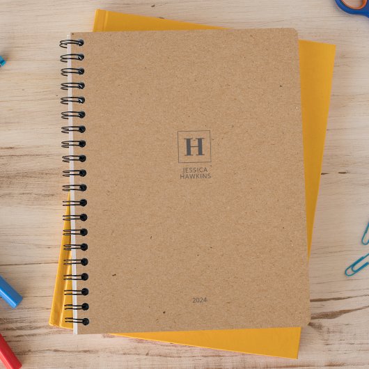 Kraft Brown Classic Monogram Persoonlijk Wekelijks Planner