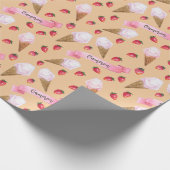 Kraft Brown gepersonaliseerde aardbei ijs kegel Cadeaupapier (Hoek)