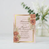 Kraft Brown Painted Floral Bridesmaids Luncheon Kaart (Staand voorkant)