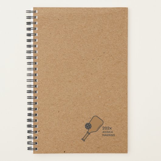 Kraft Brown Pickleball Personal Weekly Planner (Voorkant)
