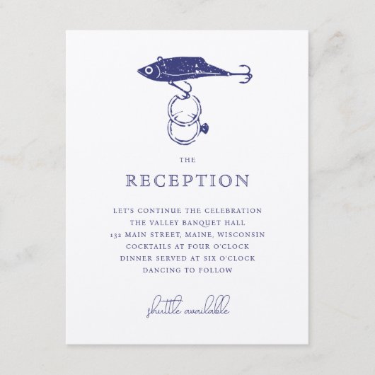 Kraft Brown Rustic Vist Lokkerringen Navy Blue Informatiekaartje (Voorkant)