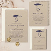 Kraft Brown Rustic Vist Lokkerringen Navy Blue Kaart