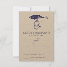 Kraft Brown Rustic Vist Lokkerringen Navy Blue RSVP Kaartje
