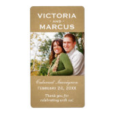 Kraft Bruiloft Monogram Foto Wijnfles Favor Etiket (Voorkant)