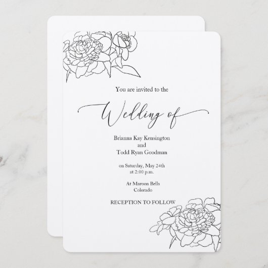 Kraft bruiloft uitnodiging - Rustiek Chic (Voorkant / Achterkant)