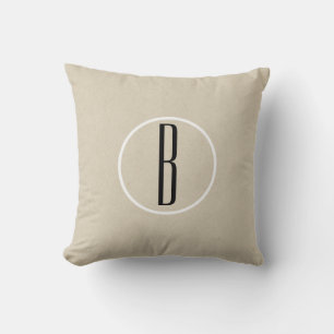 Kraft Bruin Chic Monogram Letter Initiaal Rustiek Kussen
