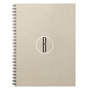 Kraft Bruin Chic Monogram Letter Initiaal Rustiek Notitieboek