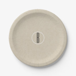 Kraft Bruin Chic Monogram Letter Initiaal Rustiek Papieren Bordje