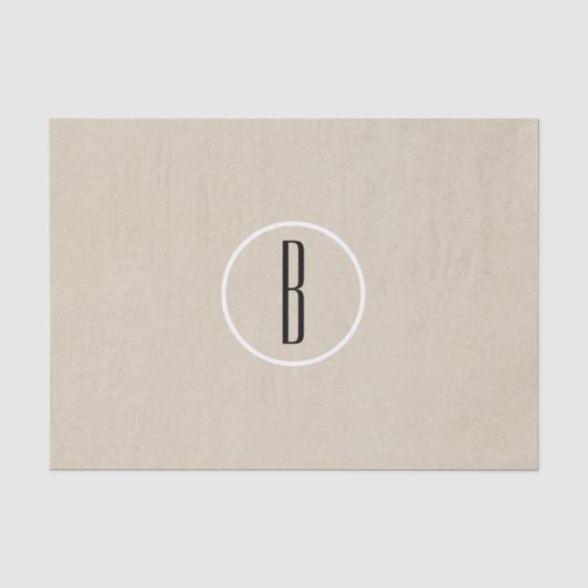 Kraft Bruin Chic Monogram Letter Initiaal Rustiek Tissuepapier (Voorkant)
