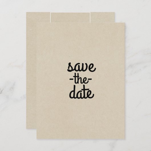 Kraft Bruin Chique Rustieke Bruiloft Save the Date Aankondigingskaart (Voorkant / Achterkant)