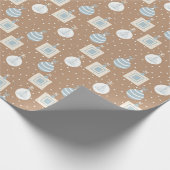 KRAFT BRUIN en BLAUWE KERSTVERSIERINGEN Cadeaupapier (Hoek)