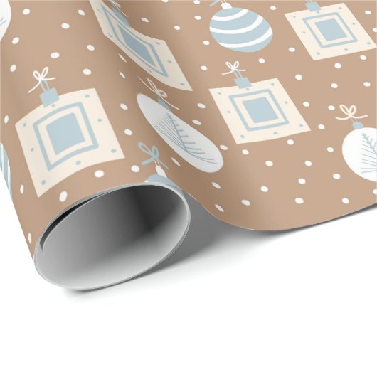 KRAFT BRUIN en BLAUWE KERSTVERSIERINGEN Cadeaupapier (Rol Hoek)
