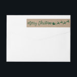 Kraft Brush Script Christmas Green Retouradres<br><div class="desc">Kraft Modern Brush Script Santa Merry Christmas Green Envelope Wraparound Label</div>