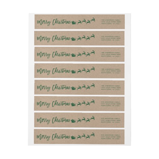 Kraft Brush Script Christmas Green Retouradres (Vel)