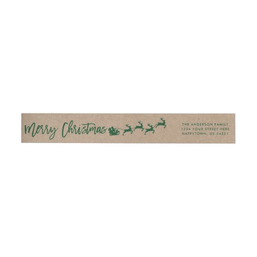 Kraft Brush Script Christmas Green Retouradres (Individueel)