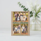 Kraft Brush Script Family 3 Photo Merry Kerstmis Briefkaart (Staand voorkant)
