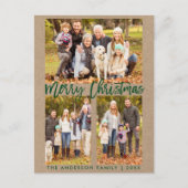 Kraft Brush Script Family 3 Photo Merry Kerstmis Briefkaart (Voorkant)